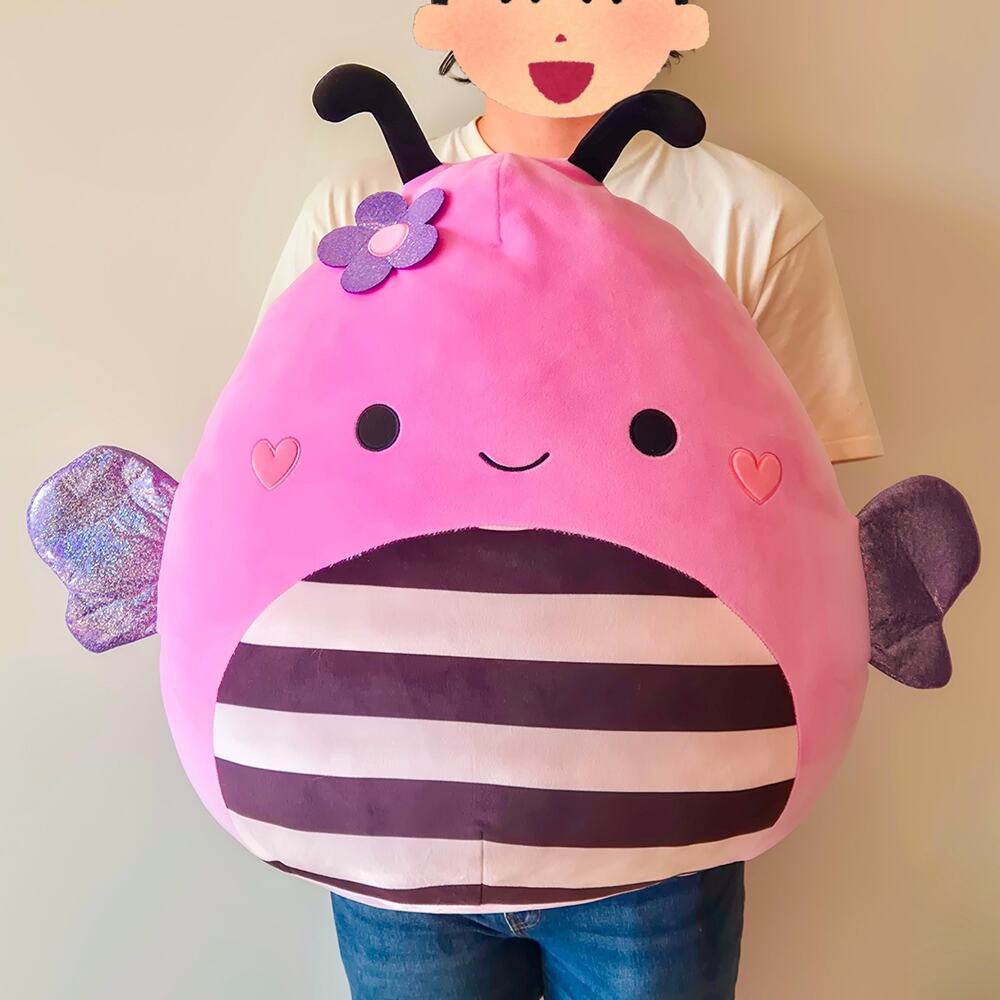Squishmallows Leonie the Pink Bumblebee 22" Jumbo Plush Purple Wings